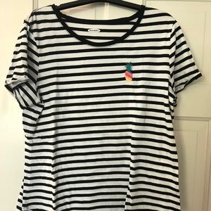 striped shirt with pineapple decal